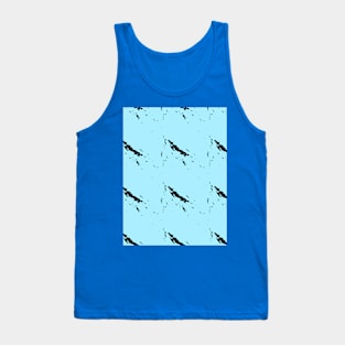 Black waves on a blue background, sea, water Tank Top